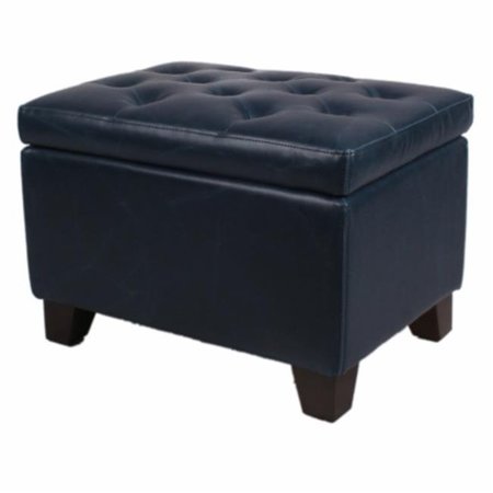 NEW PACIFIC DIRECT New Pacific Direct 194424B-V05 18 x 24 x 18 in. Julian Rectangular Bonded Leather Storage Ottoman; Vintage Blue 194424B-V05